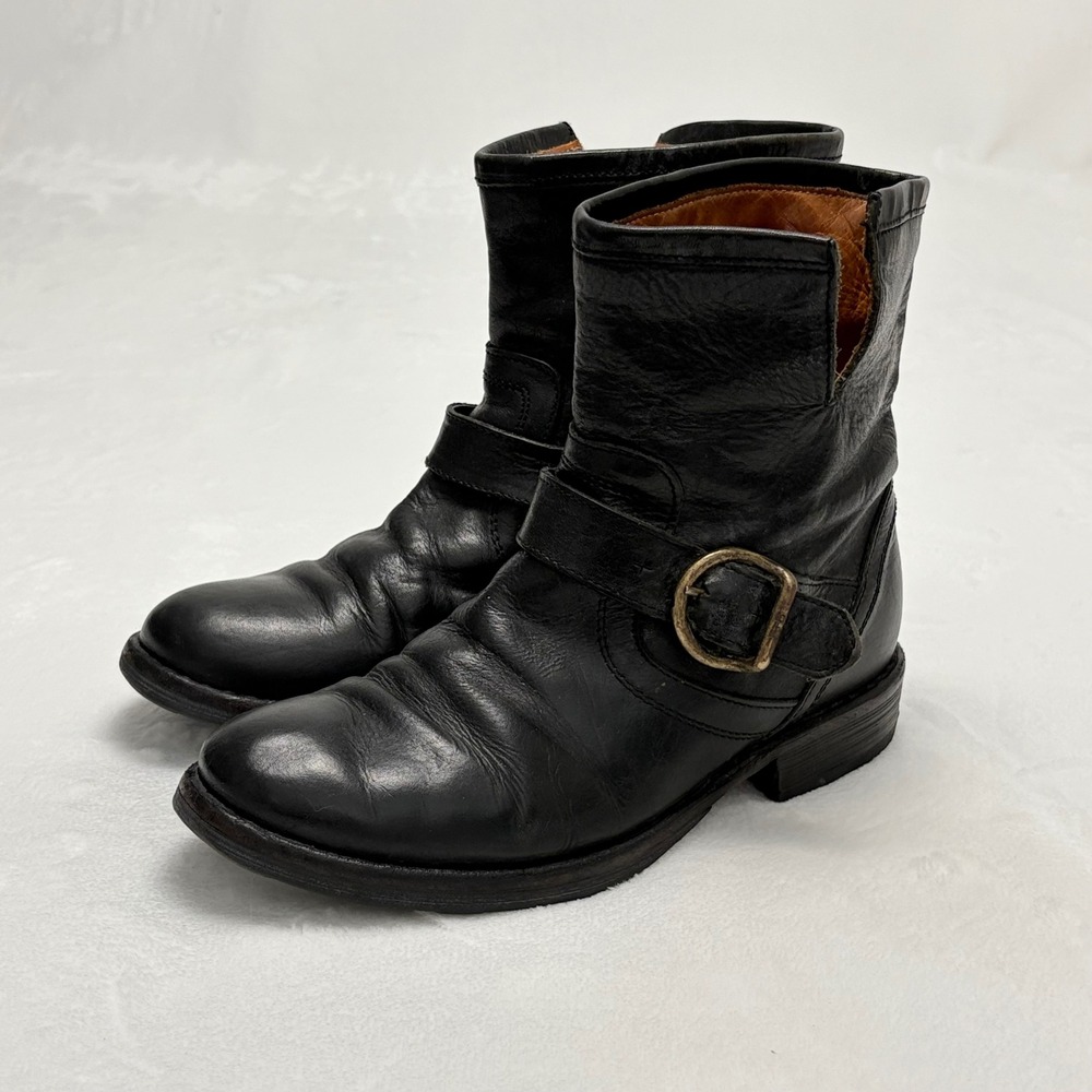 Fiorentini + Baker Eli Eternity Black Leather Biker Boots Italy EU 35.5 US 5.5